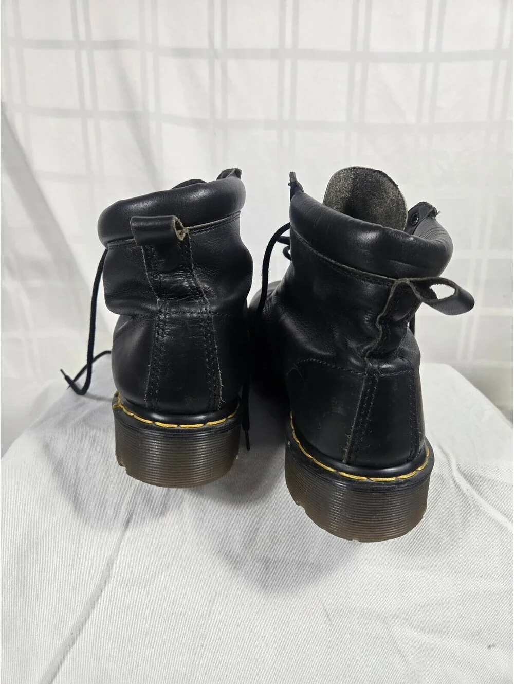Vintage Dr. Martens 939 6-Eye Padded Collar Boots Black Leather Made In England